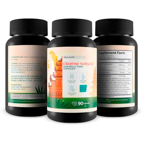 Happy Health Marketplace - Cleanse Sumatra Slim – Cápsulas Tônicas para Barriga – Melhor Detox para Mulheres – Limpeza Intestinal – 100% Natural