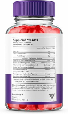 Fyvus - Ultra Quick Gummy UltraQuik Keto ACV Gummies – Fórmula de Saúde Ultra Rápida Keto com Vinagre de Maçã, Suporte Máximo de Força – 60 Gummies