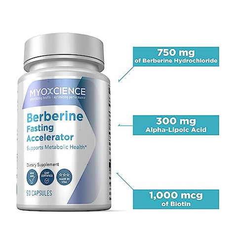 Berberine Fasting Accelerator: Berberine HCL com ALA e Biotina, Cápsula – 60g - MYOXCIENCE