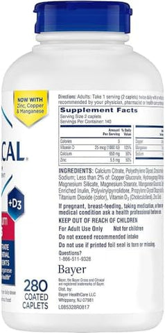 Maximum Plus – Cálcio Citrato 650 mg, Alta Absorção e Solubilidade com Vitamina D3 25 mcg (1000 UI), Suporte à Saúde Óssea, Suplemento de Cálcio para Maiores de 12 Anos, 280 Comprimidos - Generic