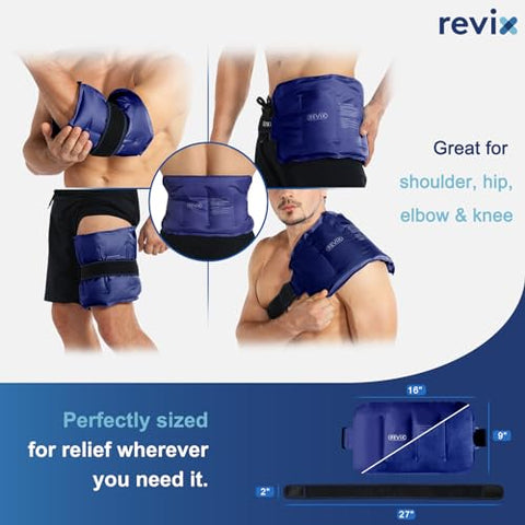 Gel Reutilizável para Alívio de Dor Lombar – Pacote de Gelo para Lesões, Compressas Frias para Costas, Ombro, Quadril, Joelho Completo – Reduz Inchaço e Hematomas – 16×9 - REVIX