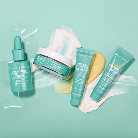 Kit Inicial Urban Skin Rx Even Tone Essentials | Regime Diário com 4 Produtos Principais Formulados para Limpar, Tonificar e Proteger para uma Pele Visivelmente Mais Brilhante e Uniforme