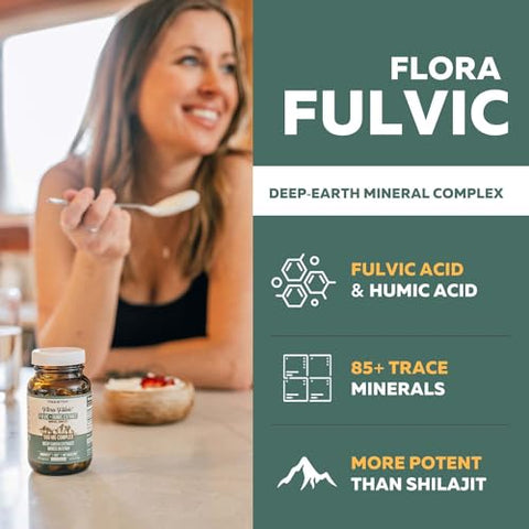 Triquetra Health - Flora Fulvic | Complexo de Ácido Fúlvico e Ácido Húmico – 550 mg | Extraído das Profundezas Pré-Históricas da Terra em Utah | Imunidade, Intestino, Digestão – Complexo Mineral Traço Natural, Ácido Fúlvico