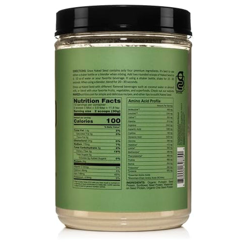 Naked Nutrition - Naked Seed – Pó de Proteína de 4 Sementes, 4 Ingredientes – Chia, Melancia, Girassol e Abóbora – Sem Glúten, Sem Soja, Vegano, Sem OGMs, Sem Adoçantes Artificiais – 15g