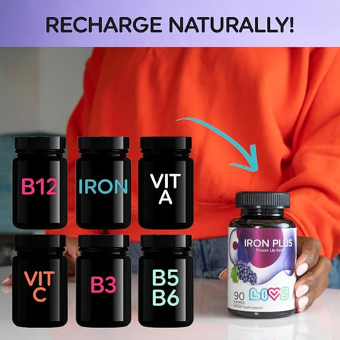 Iron Plus Gummy Vitamin – Goma de Ferro com Vitamina C, Gomas de Ferro para Adultos | LIVS - LIVS
