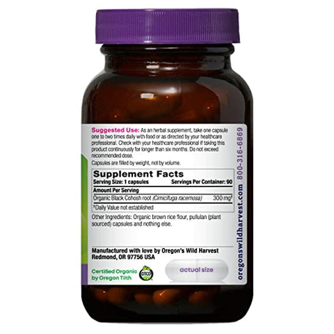 Oregon's Wild Harvest - Oregon’s Wild Harvest Black Cohosh Orgânico, 90 Cápsulas – Suplemento Herbal