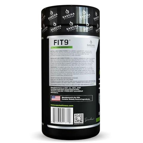 SASCHA FITNESS - Sascha Fitness Fat Loss Pills | Suporte de Colágeno | Equilíbrio de Fluidos | Ingredientes FIT9: 7Keto Uva Ursi, Gotu Kola, L-Theanine, Gingko Biloba, DIM, Chá Verde | Perda de Peso | 60 cápsulas