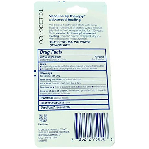 Vaseline - Vasel Lip Ther ADV TBE CT12 – Hidratante Labial Avançado 12g