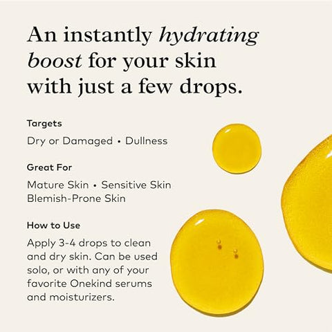 Óleo Facial Nourishing All-Natural Golden State da Onekind, Não Comedogênico, Anti-Envelhecimento com Extrato de Espinheiro Marítimo, Rosa Mosqueta, Semente de Cenoura e Óleo de Damasco para