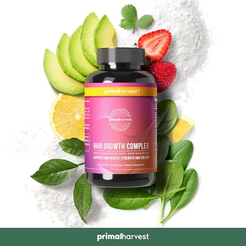 Vitaminas para o Crescimento Capilar Feminino – 1 Pacote, Fórmula Potente – 60 Cápsulas - Primal Harvest