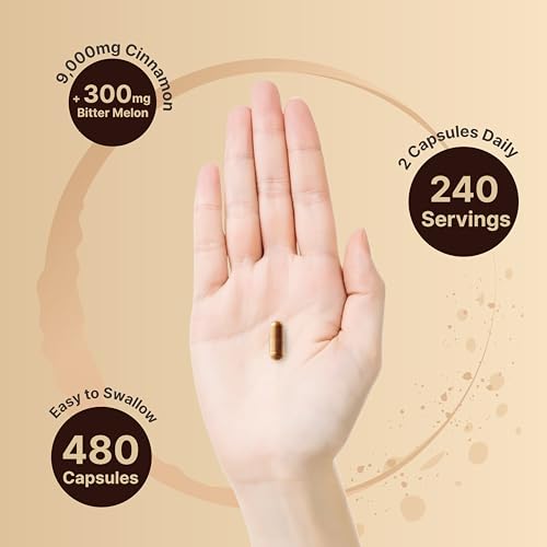 2 Pack Canela Ceylon 9000mg Por Porção, 480 Cápsulas | Feito com Canela Ceylon Orgânica do Sri Lanka e Melão Amargo Orgânico – Não-OGM, Sem Glúten - NatureBell