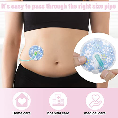 Sosation - 32 Peças Almofadas de G Tube Suporte Algodão para Suporte de Alimentação Capas de Botão G Tube Abdominal Suprimentos Reutilizáveis para Tubo de Alimentação Macio Capas G Tube para Cuidados de Amamentação, 4