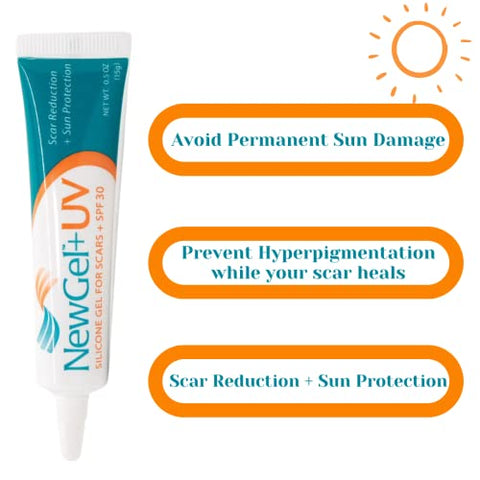 MyNewGel - NewGel UV Avançado Gel de Silicone para Cicatrizes Antigas e Novas com FPS30 Protetor Solar Mineral, Ideal para Cicatrizes Faciais Expostas ao Sol. 15g