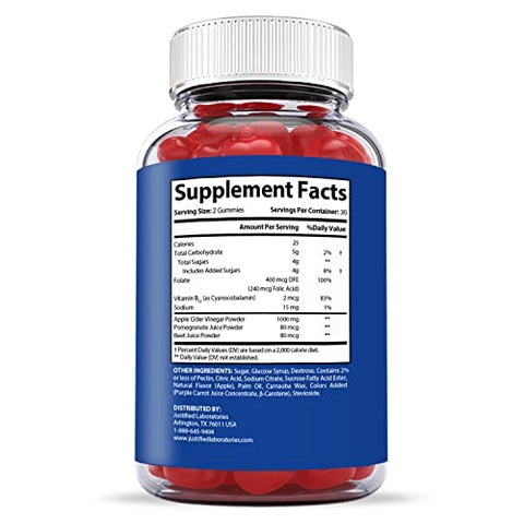 Gummy Keto ACV 1000MG com Romã, Beterraba e B12 – 60 Gummy - Justified Laboratories