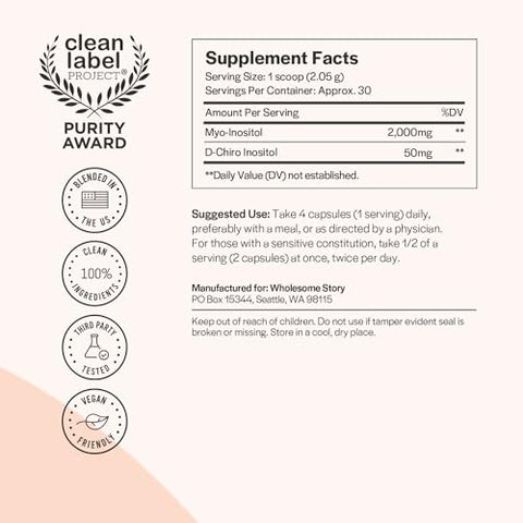 Wholesome Story - Pó de Suplemento de Inositol | Myo-Inositol – 100g | Marca em Destaque