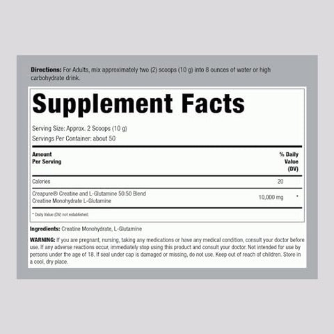 German Creatine e L-Glutamina | 500g | Pó Monohidratado e Creapure | Suplemento Vegano para Fitness - Fitness Labs