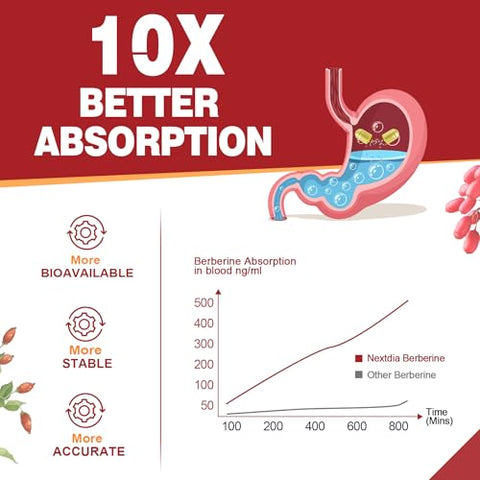 Nextdia - Berberine Orgânico 1500mg com Canela Ceylon, Melão Amargo, Complexo de Berberina HCL Lipossomal com Folha de Banana – Suporte Imunológico
