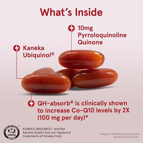 QH-absorb PQQ – Suporte Antioxidante para Biogênese Mitocondrial, Produção de Energia Celular e Saúde Cardiovascular – 60 Softgels, 60 Dias - Jarrow Formulas