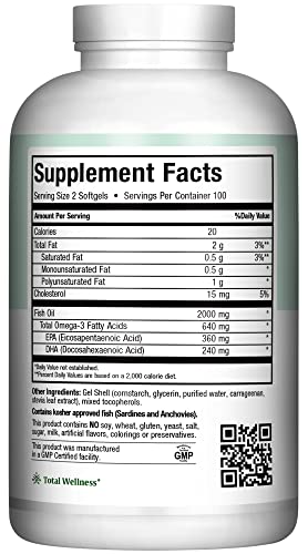 Maxi Health - Suplemento Ômega 3 – Óleo de Peixe Ômega-3 2000mg – Fonte Natural de EPA – Marca Omega
