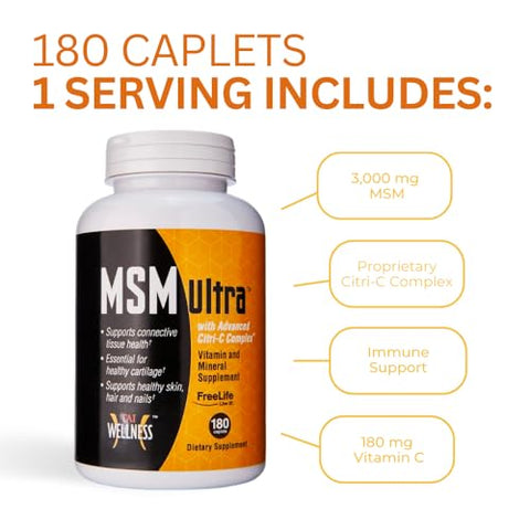 Freelife MSM Ultra | 3.000 mg MSM Complexo Citri-C Proprietário com Vitamina C | Suplemento Methylsulfonylmethane Definitivo | Ósseo - Youngevity