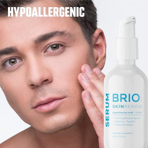 Skin Serum: Serum Mineral de Ácido Hipocloroso, Suaviza Linhas Finas, Rosto Pescoço Peito, Corretor de Manchas, Alivia Pele Seca e Vermelha, 60 ml - BRIOTECH