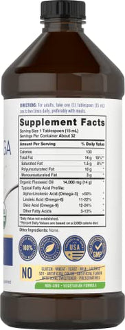 Omega 3 6 9 | 473 ml | Prensado a Frio | Orgânico Certificado, Suplemento Vegano | Vegetariano, Não-OGM, Livre de Glúten e Solventes - Carlyle