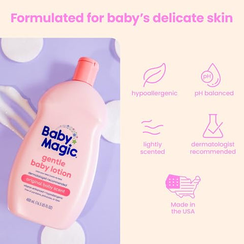 Baby Magic - Loção Suave para Bebês Baby Magic | 16,5 fl oz (Pack com 6) | Vitaminas | 495 ml (Pack com 6) |
