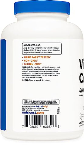 Complexo de Vitaminas B de Alta Potência 462mg, 240 Cápsulas (2 Frascos) – com Vitamina C | Nutricost Complexo de Vitaminas B 462mg, 240 Cápsulas (2 Frascos) – com Vitamina C - Nutricost