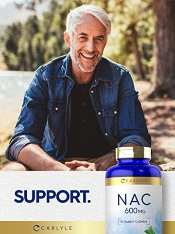 NAC N-Acetil Cisteína 600mg | 180 Cápsulas | com Hortelã-Pimenta | Suplemento em Forma Livre | Não-OGM, Sem Glúten | Carlyle - Carlyle