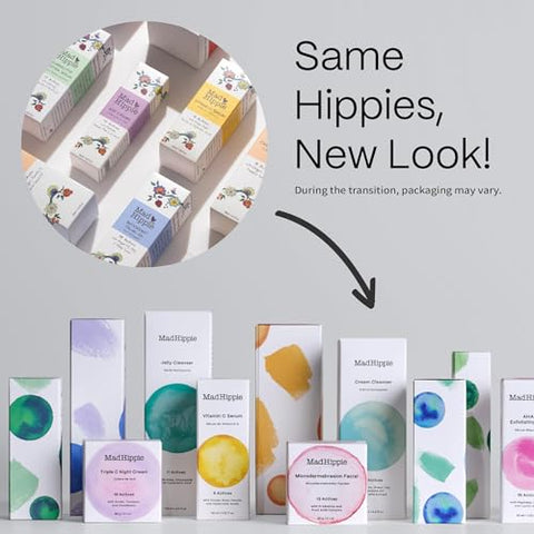 Kit Mad Hippie para Clareamento da Pele: Rotina Diária de Cuidados com Creme Noturno Triple C, Peeling Esfoliante AHA e Sérum de Vitamina C – 100% Natural e Eficaz