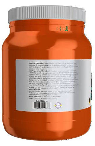 Sports Nutrition: Pó de Caldo de Osso de Carne Bovina Premium, Extrato de Osso de Carne Bovina de Alta Qualidade, 1,2 Libras (550g) - NOW Foods