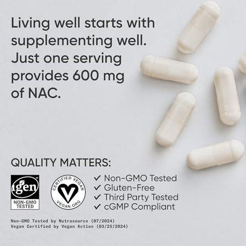N-Acetyl L-Cysteine (NAC) 600mg – 90 Cápsulas Vegetais Veganas – Sem Glúten, Não-OGM. Aroma de Limão - Sports Research