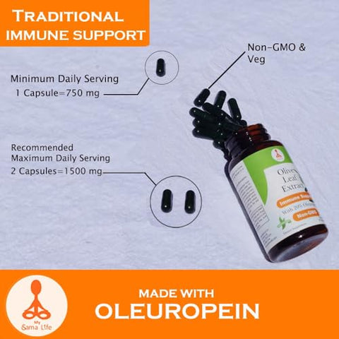 My Sama Life - Extrato de Folha de Oliveira (Não-OGM) – 100% Natural e Potente | Marca: Olive Leaf Extract