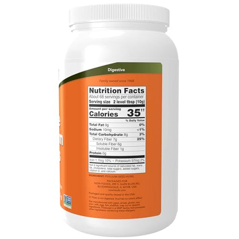 Suplementos, Casca de Psyllium Integral, Verificado pelo Projeto Non-GMO, Fibra Solúvel, 680g - NOW Foods