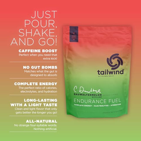 Endurance Fuel: Pó para Bebida Esportiva com Eletrólitos, Sem OGM, Livre de Soja, Laticínios e Glúten, Vegano, Sabor Melancia Dauwalter, 50 Porções - Tailwind Nutrition