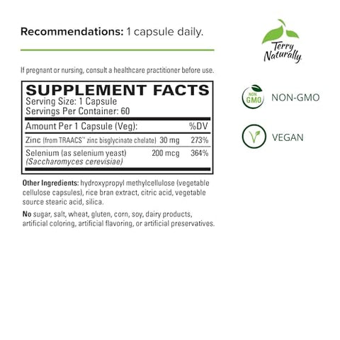 Zinco Plus Selênio para o Sistema Imunológico – 60 cápsulas - Terry Naturally