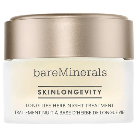 bareMinerals Skinlongevity Tratamento Noturno para o Rosto com Erva da Longevidade, Niacinamida e Gel-Creme Anti-Envelhecimento – Fortalece a Barreira da Pele – Vegano