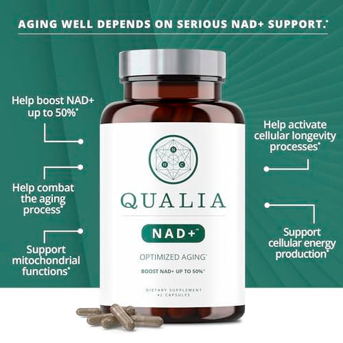 NEUROHACKER COLLECTIVE - Qualia NAD Nicotinamida Ribosídeo NR – Aumenta os Níveis de NAD em até 50% com NR (Nicotinamida Ribosídeo de NIAGEN) e Niacina – 100% Eficaz – 60 Cápsulas