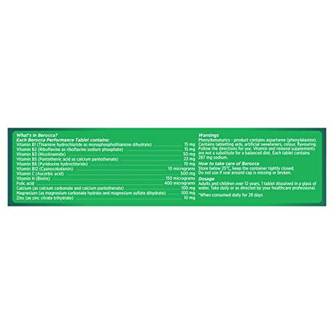 Performance 30 Comprimidos Efervescentes – Sabor Original de Frutas Vermelhas Versão Internacional Livre de Cafeína | Marca Berocca - Berocca