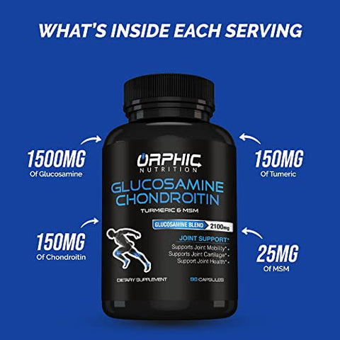 Glucosamina Condroitina MSM 2100MG (90 Cápsulas) – Suporte para Articulações para Homens - ORPHIC NUTRITION