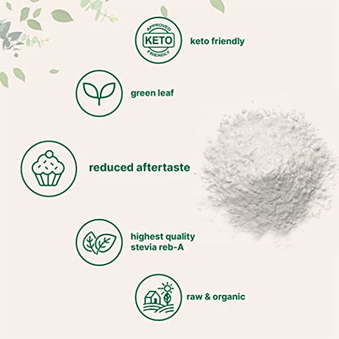 Micro Ingredients - Stevia Orgânica Pura em Pó, 113g, 706 Porções, Extrato de Folha Verde de Stevia Reb-A de Grau Superior, Sabor Amargo Reduzido, Adoçante Natural, Alternativa ao Açúcar