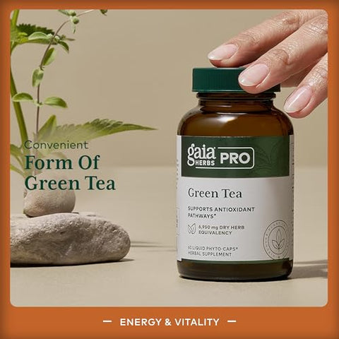Pro Chá Verde – Suplemento Herbal de Chá Verde para a Saúde do Coração – Com Folha e Extrato de Chá Verde Orgânico – 60 Cápsulas Líquidas Veganas de Fitoterapia (30 Porções) - Gaia Herbs