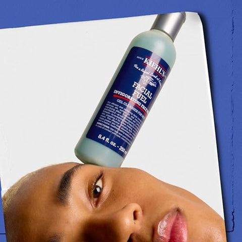 Kiehl’s Facial Fuel Face Wash Gel Refrescante para Homens, com Cafeína, Vitamina E e Mentol, Fórmula Não Ressecante Hidrata a Pele, Ideal para Poros Entupidos, 100g