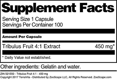 Terravita - Tribulus Fruit 4:1 – 450 mg (100 Cápsulas) – Marca em Destaque