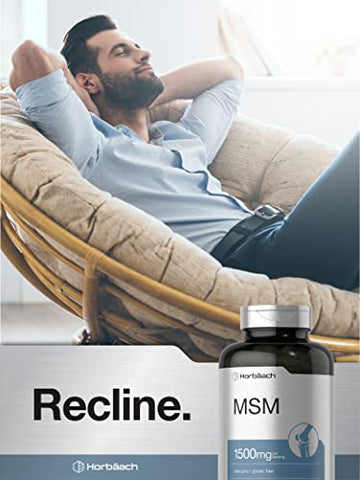 Cápsulas de Suplemento MSM | 1500mg | 240 Unidades | Fórmula de Metilsulfonilmetano | Livre de OGM, Sem Glúten - Horbäach