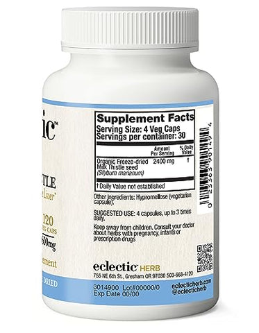 ECLECTIC INSTITUTE - Eclectic Institute Leite de Cardo Cru Não-OGM Liofilizado | com Silimarina para Suporte Hepático – Desintoxicação, Limpeza | 60g