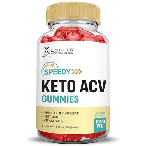 Justified Laboratories - Speedy Keto Gummies 5 Pack – Fórmula Avançada de 1000MG de Gomas de ACV de Cetose Rápida – Gomas de Cetose Rápida de Vinagre de Maçã Formuladas com Pó de Romã e Beterraba – B12 Vegano Não GMO 300 Gomas