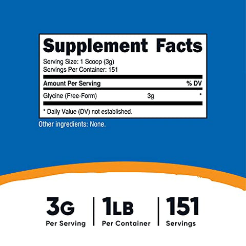 Pó de Glicina 454g – Livre de Transgênicos, Sem Glúten - Nutricost