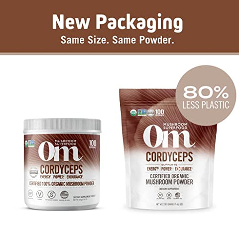 OM - Om Organic Mushroom Superfood Powder Cordyceps 100 Porções Energia e Resistência 200g