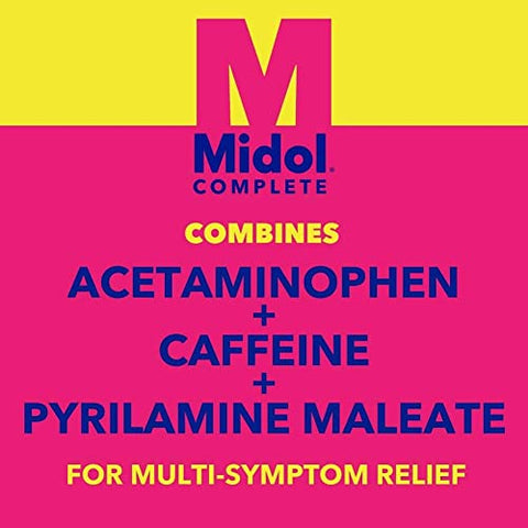 Complete Caplets com Acetaminofeno para Alívio dos Sintomas Menstruais – 50 Unidades (25 Pacotes de 2), Alívio Rápido das Cólicas e Dores Menstruais - Midol